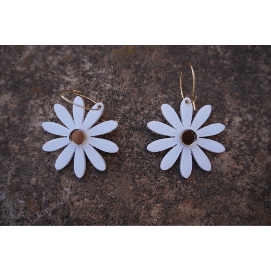 Pendiente Metacrilato Margarita Blanca
