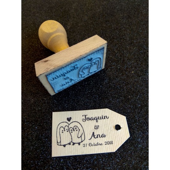 Sello Amor pinguino 4,2x5,8cm