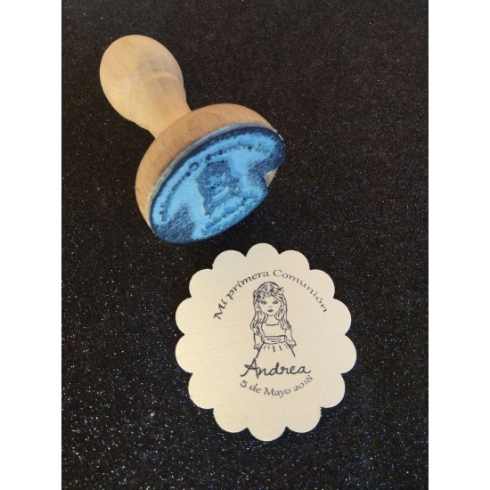 Sello Comunión Niña Flores
