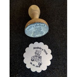 Sello novios en vespa 4,5 cm de diámetro