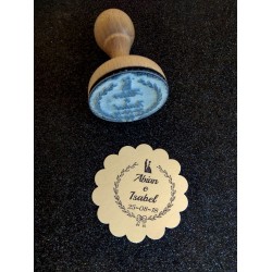 Sello novios floral 4,5 cm de diámetro