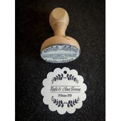 Sello Boda floral lineas paralelas