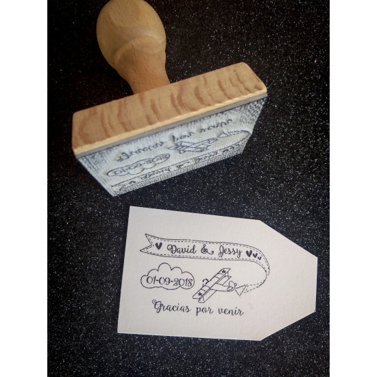 Sello Boda avioneta nube