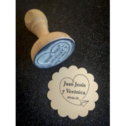 Sello Boda avión papel corazón 