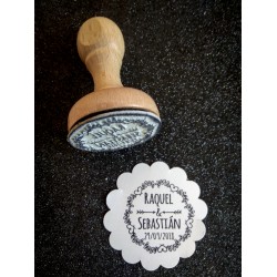 Sello Boda boho corazones y ramas