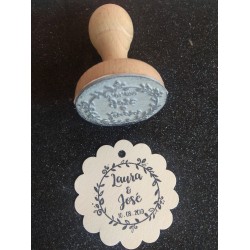 Sello Boda Círculo floral uno