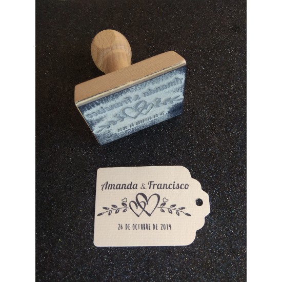 Sello Boda Corazones con ramas