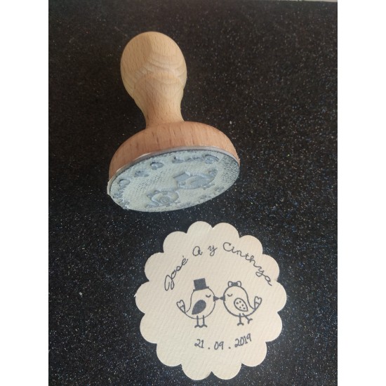 Sello Boda Pajaritos con chistera