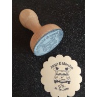 Sello Boda Coche Novios